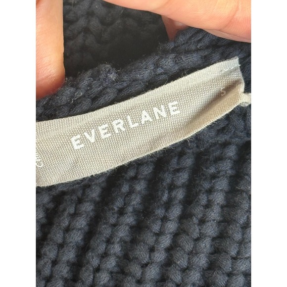 Everlane Neck Knit Sweater Pullover Navy Blue Chunky Ribbed Casual Comfort - Picture 5 of 8